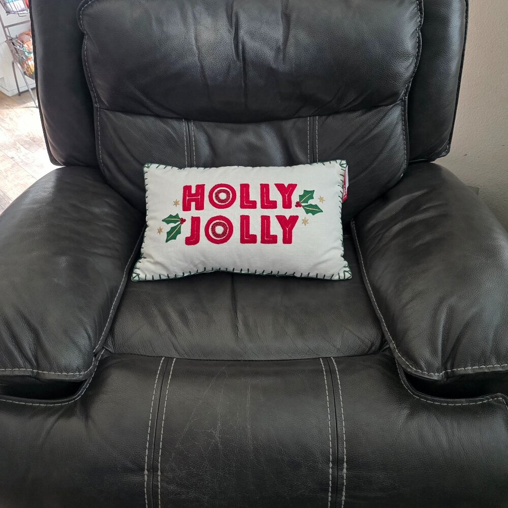 Holly Jolly Christmas Theme Pillow 12"x20"